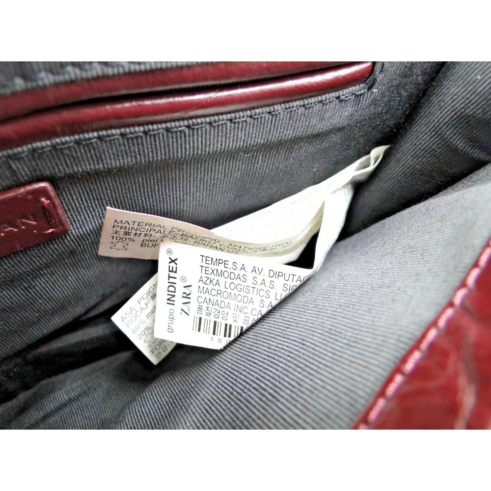 Zara Woman Burgundy Buffalo Leather Shoulder Bag‎ 28cm X 20cm